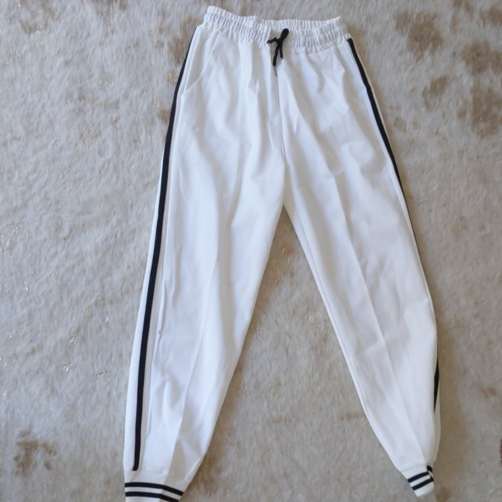 Tekashi white and black striped Karata dance pants